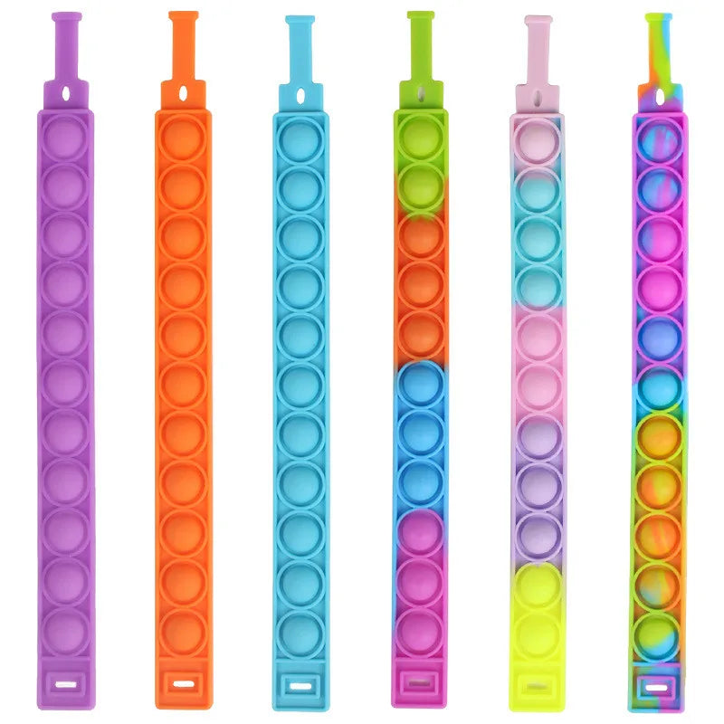 Popite Squeeze Bubble Bracelet Push Bubbles Relieve Fatigue Depression Silicone Bracelet Stress Relieve Fidget Toy relax pop