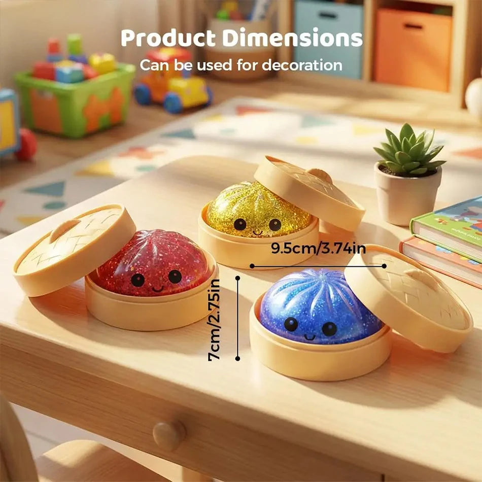 11 Styles Realistic Giant Dumpling Squeeze Toy With Bamboo Steamer Soft Dough Ball Decompression Fidget Toy Funny Creative Gift