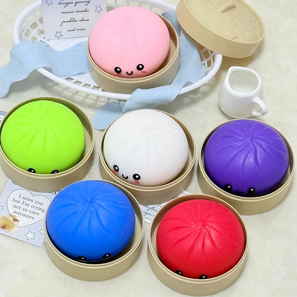 11 Styles Realistic Giant Dumpling Squeeze Toy With Bamboo Steamer Soft Dough Ball Decompression Fidget Toy Funny Creative Gift