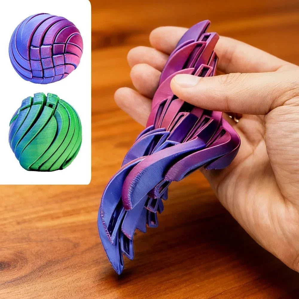 Slime Ball Fidget Toy 3D Printed Twistsphere Fidget Toy Gear Liquid Flow Ball With Rotating Design Anxiety Relief Toys