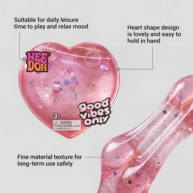 2026 Needoh Good Vibes Only Heart-Shaped Squishy Slow Rising Stress ReliefSqueeze Anxiety Fidget For Kids Adults