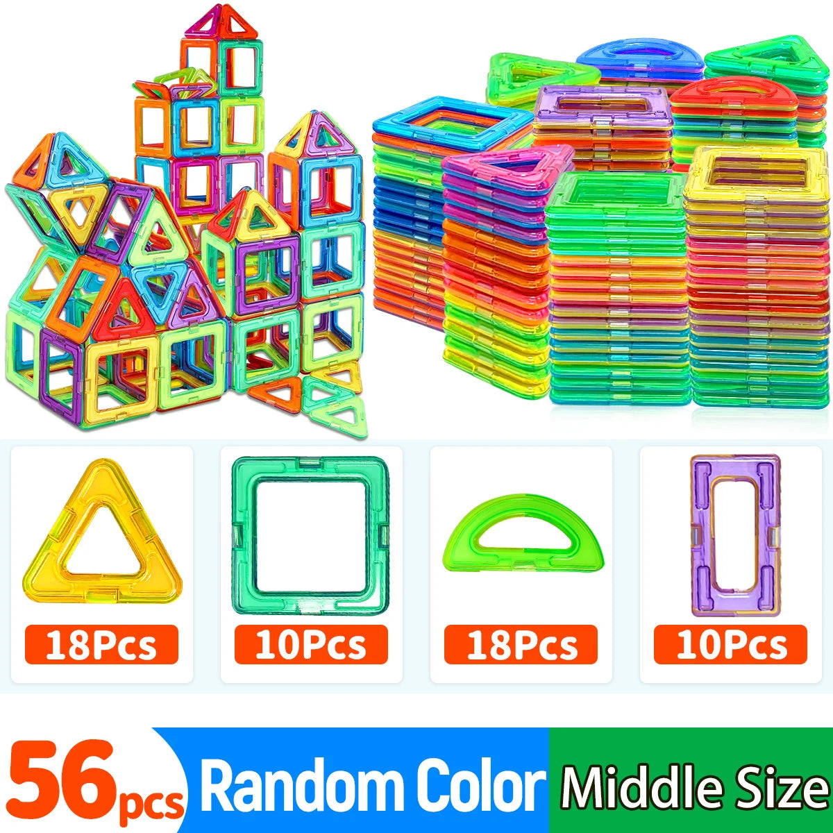 Medium Size Magnetic Block Building Toy Set，Creative Construction STEM Toy,Back-to-School Season, Birthday Gift