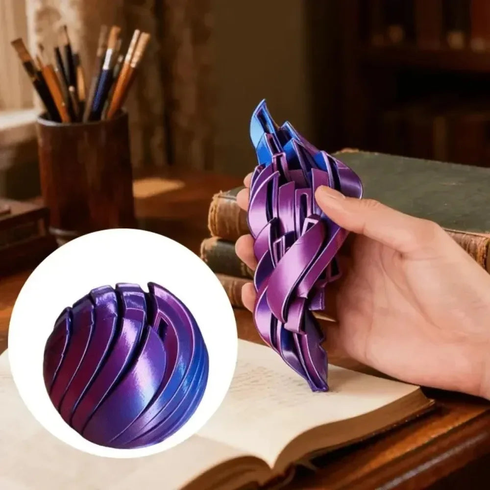 Slime Ball Fidget Toy 3D Printed Twistsphere Fidget Toy Gear Liquid Flow Ball With Rotating Design Anxiety Relief Toys