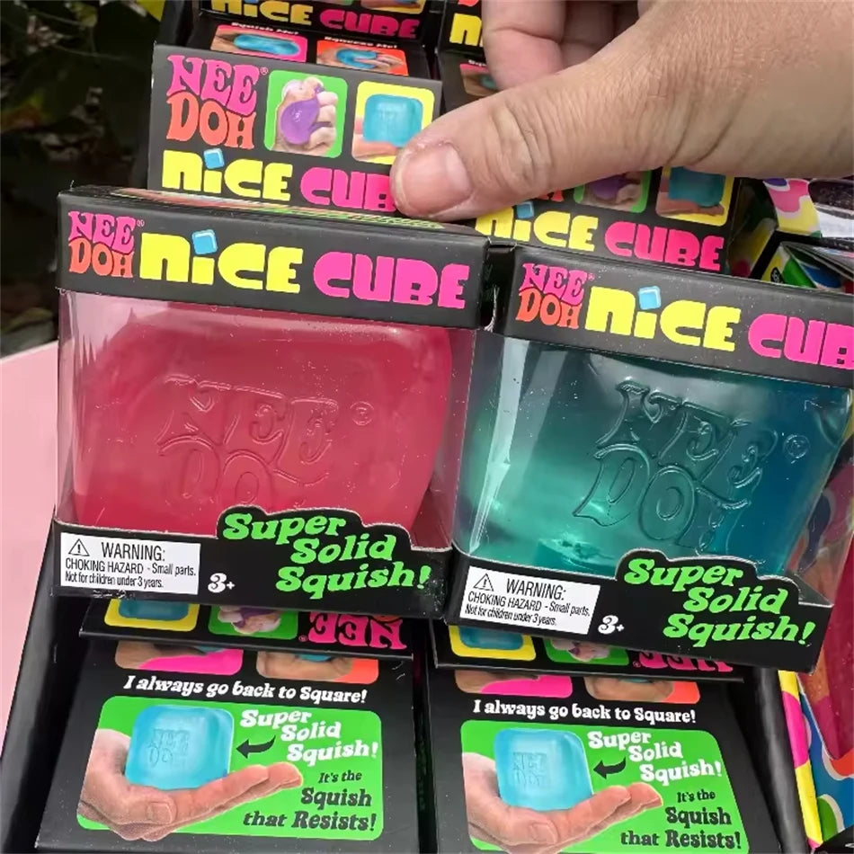 New Needoh Nice Cube Sensory Stress Reliever Fidget Tool for Anxiety Focus Desk Sensory Cube for Adults Kids Cube Squishy Toy