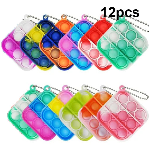 30Pcs Mini Pop Keychain It Fidget Toy Bag Children's Classroom Prizes Carnival Birthday Gift Bag Stuffing Year-end Student Gifts