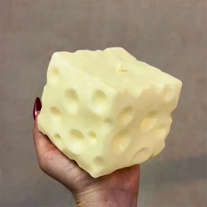 Jumbo Cheese Cube Stress Ball Big Cheese Shapeable Squeeze Ball Non-Bounce Fidget Toy Sensory Anti-Stress Festival Gift