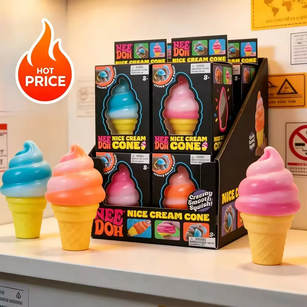 NEE-DOH Ice Cream Shaped Decompression Needoh Nice Cream Cone Surprise Stress Relief Squeeze Party Gifts Ornaments 2026 New